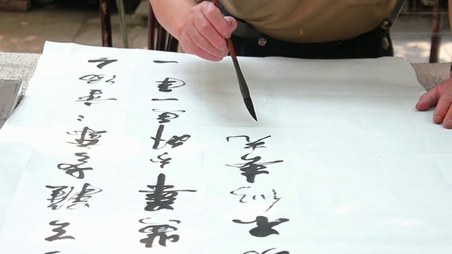 MS在宣纸上用黑墨水书写中国书法/陕西西安视频素材