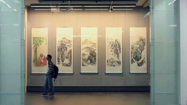 MS中国传统绘画展/西安，陕西，中国视频素材