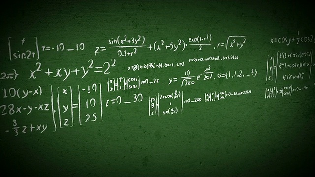 黑板上的数学方程滚动着视频素材