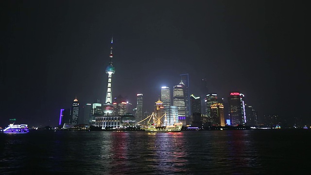 上海浦东商务区晚上WS视频素材