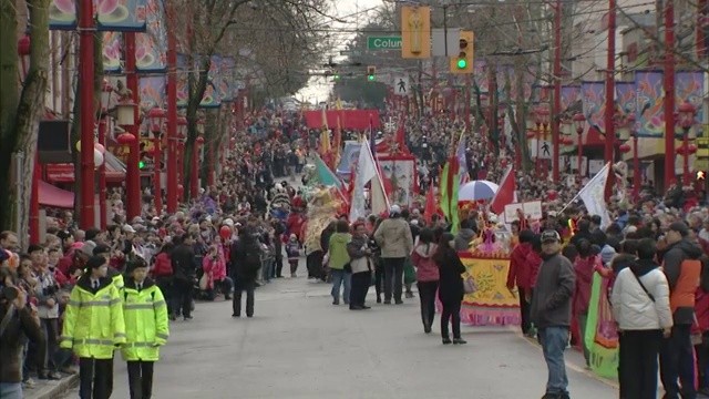 WS ZI中国新年游行现场/加拿大不列颠哥伦比亚省温哥华视频下载