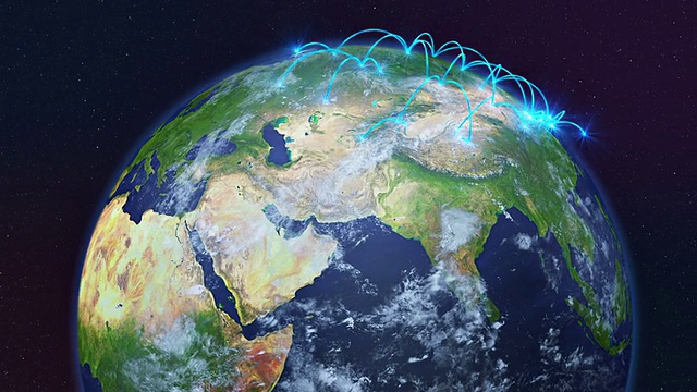全球不断增长的网络连接。视频下载