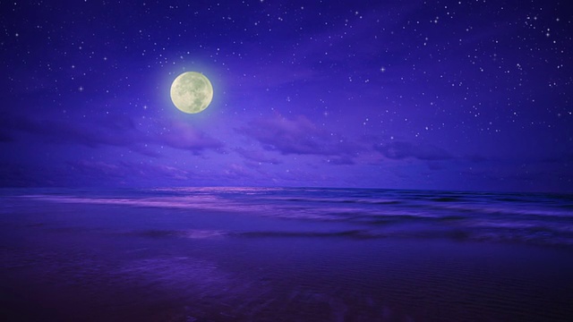 夜晚大海，天空和月亮视频素材