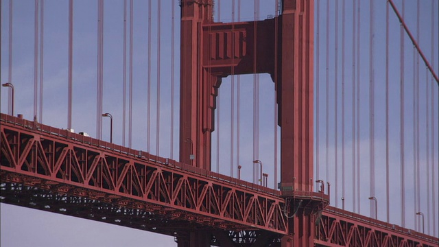 轻车驶过金门大桥。高清。视频素材