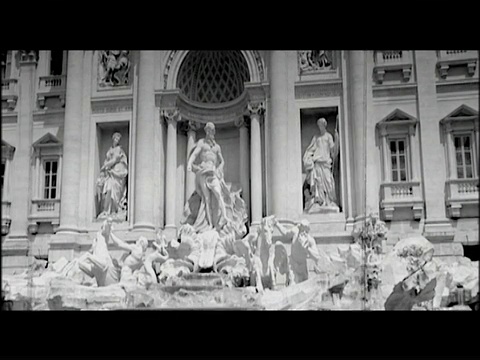 地标和纪念碑的蒙太奇拍摄在模拟黑白电影刮痕和Cinemascope效果罗马信箱。视频下载