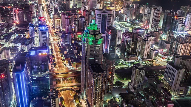 T/L WS HA PAN Shenzhen Skyline at Night /深圳，中国视频下载