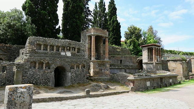 庞贝，诺塞拉门附近的罗马墓地。视频素材