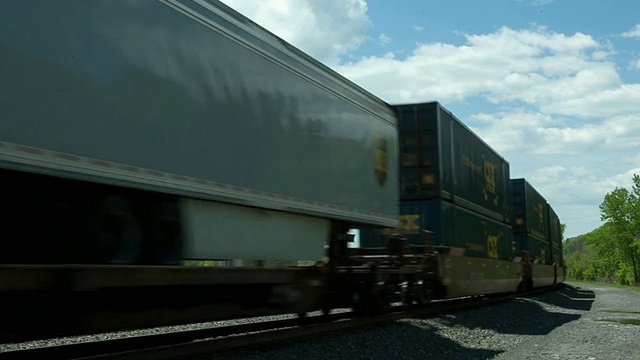 铁路轨道上的货运列车。视频下载