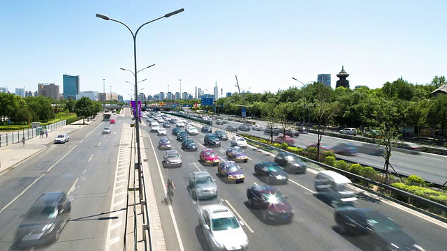 北京繁忙的交通，一段时间后。视频素材