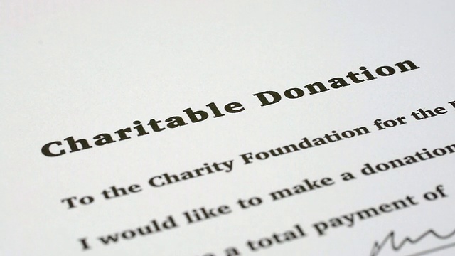 慈善捐款表格。视频下载