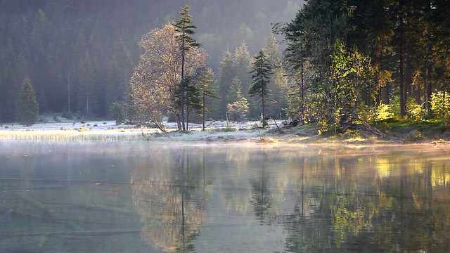 早上，奥地利泰洛的莱德纳湖视频下载