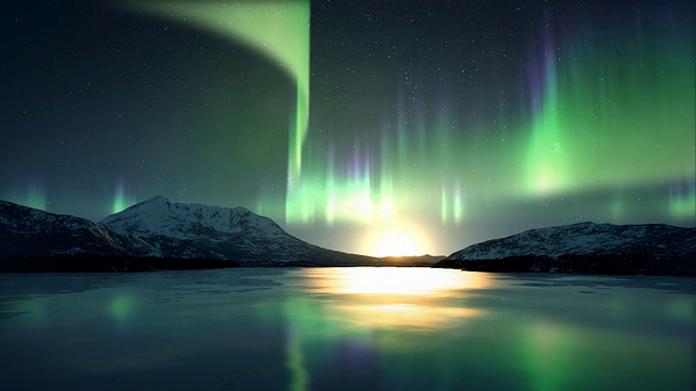 北極光在冰上視頻素材