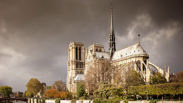 巴黎圣母院的时间流逝视频素材