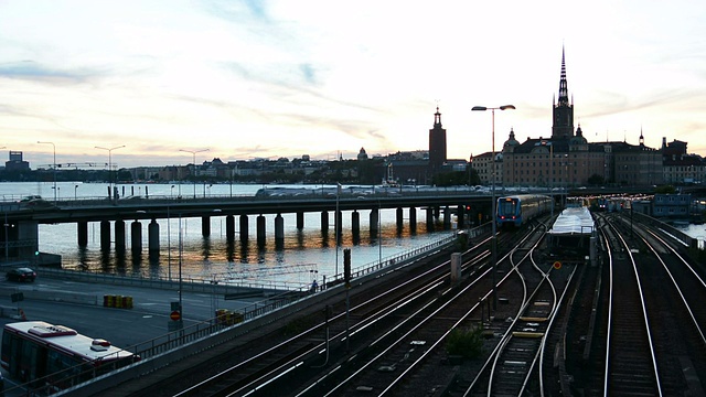 黄昏时分的斯德哥尔摩城市景观视频素材