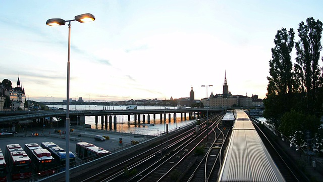 斯德哥尔摩城市铁路轨道视频素材