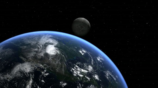 MS从太空拍摄的地球和月球/卑尔根，霍达兰，挪威视频素材