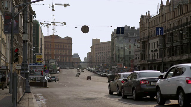 时间流逝莫斯科红场周围的交通视频素材