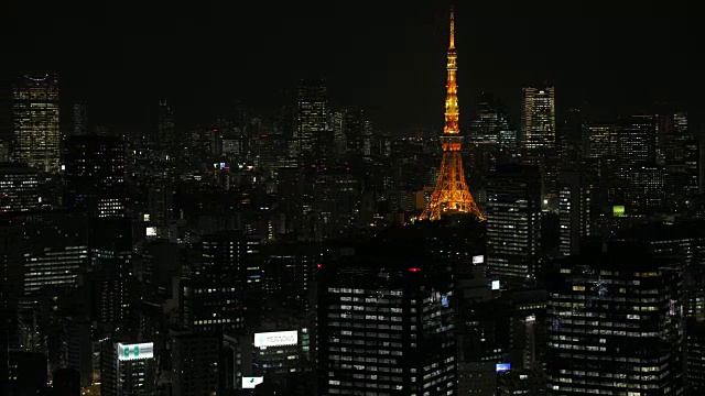 东京夜间航拍图像-市中心视频素材