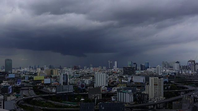 时间流逝:风暴云笼罩城市视频下载