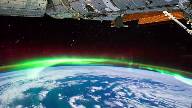 从国际空间站看到的南极光-时间流逝视频素材