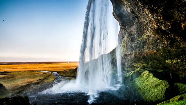 冰岛瀑布背后的慢镜头视频下载