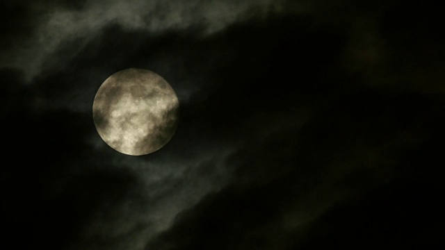 黑暗和多云的月光夜晚天空背景。视频素材