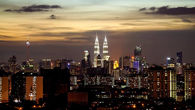 马来西亚吉隆坡市中心日落的时间流逝视频素材