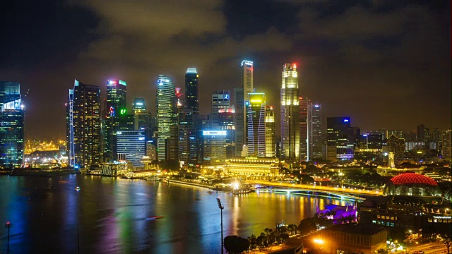 从白天到夜晚，新加坡天际线的时间流逝视频素材