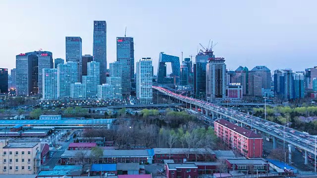 T/L WS HA高架俯瞰北京中央商务区视频素材