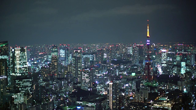 WS鸟瞰图东京城市夜景视频素材