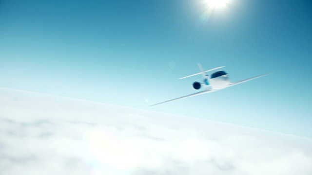 公务机在云层上空飞行视频下载