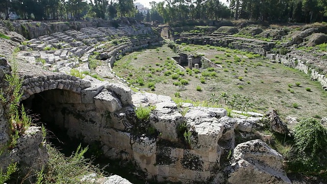 锡拉丘兹，考古公园，罗马圆形剧场，公元前3世纪视频素材