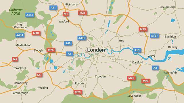 伦敦地图动画4K视频下载