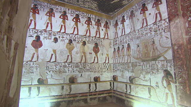 MS PAN在埃及塞提墓中的象形文字绘画视频素材