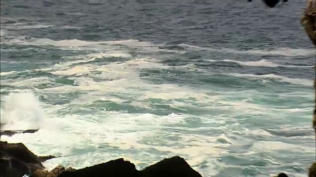 通往普莱滕贝格湾的海岸线上的岩石拱门-鸟瞰图-西开普，南非视频素材