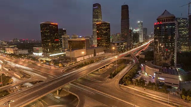时光流逝——北京交通与CBD夜景(WS缩小)视频素材