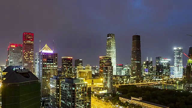 北京CBD的夜景视频素材