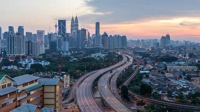 吉隆坡城市天际线的黄昏景象视频素材
