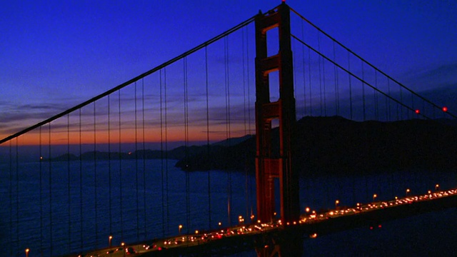 傍晚从空中俯瞰金门大桥/旧金山，加州视频素材