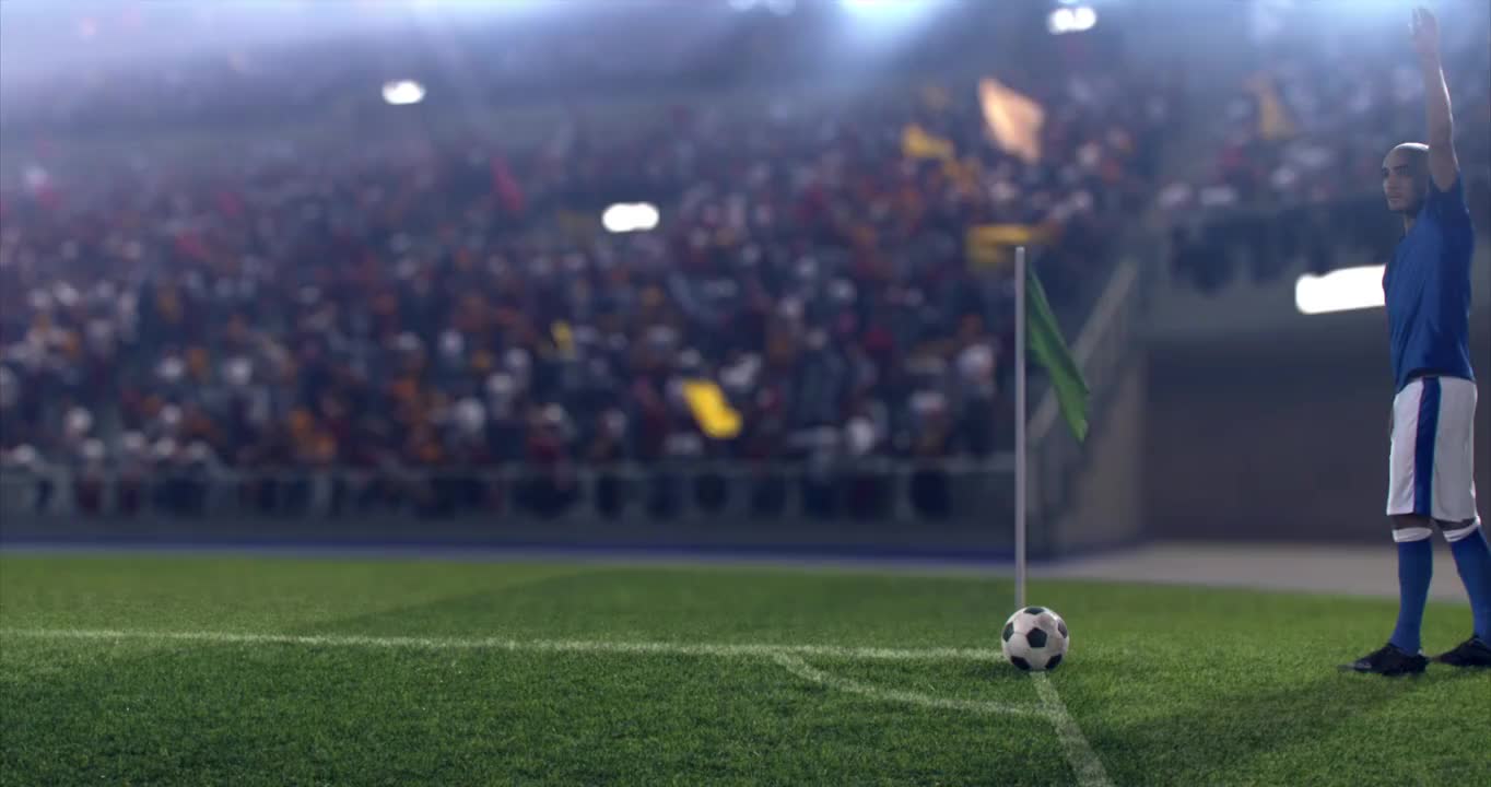 足球:职业球员踢角球视频素材