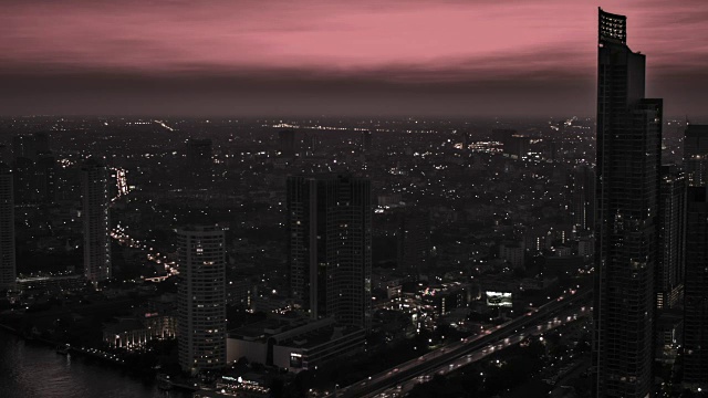 曼谷夜间鸟瞰图视频素材