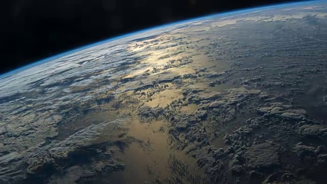 来自国际空间站的行星地球:海洋中的太阳反射视频素材