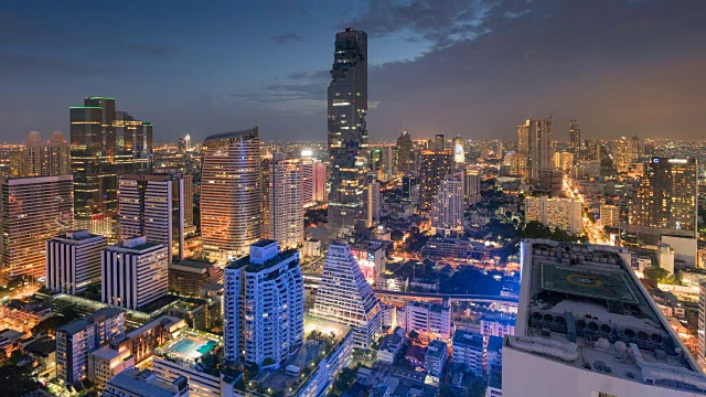 延时泰国中央商务区，城市景观，曼谷地标视频素材