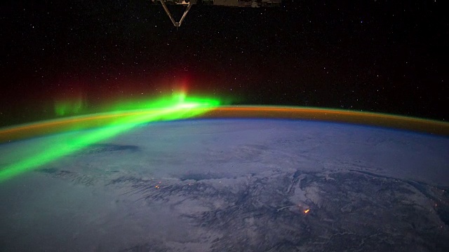国际空间站的行星地球:北极光从美国到大西洋视频素材
