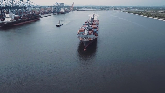 集装箱货轮航拍图视频下载