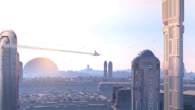 菲尼克斯飞过一座未来城市视频下载