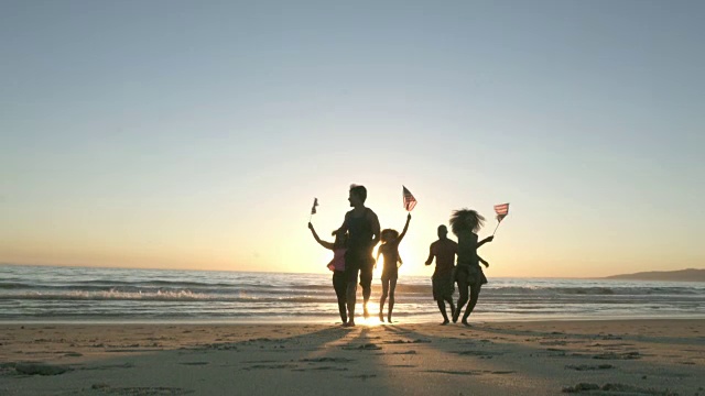 蒙太奇-朋友4月7日旗帜派对威尼斯海滩太阳耀斑加利福尼亚视频素材
