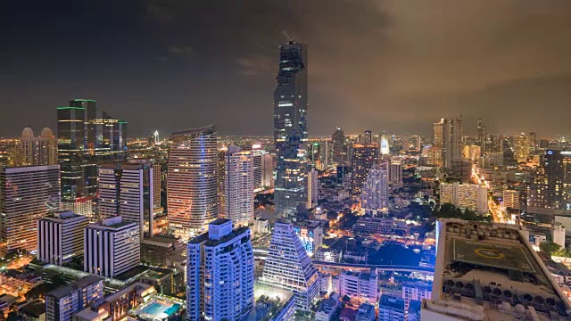 时间流逝从白天到夜晚曼谷城市景观，泰国视频素材