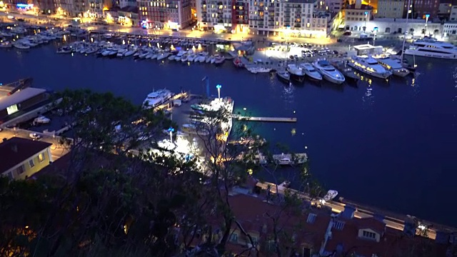 影片倾斜拍摄法国里维埃拉尼斯码头法国之夜视频下载