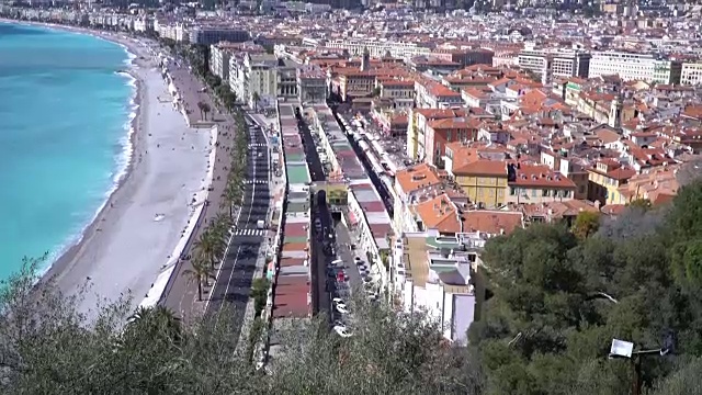 影片倾斜拍摄的尼斯海滩海港法国里维埃拉视频素材